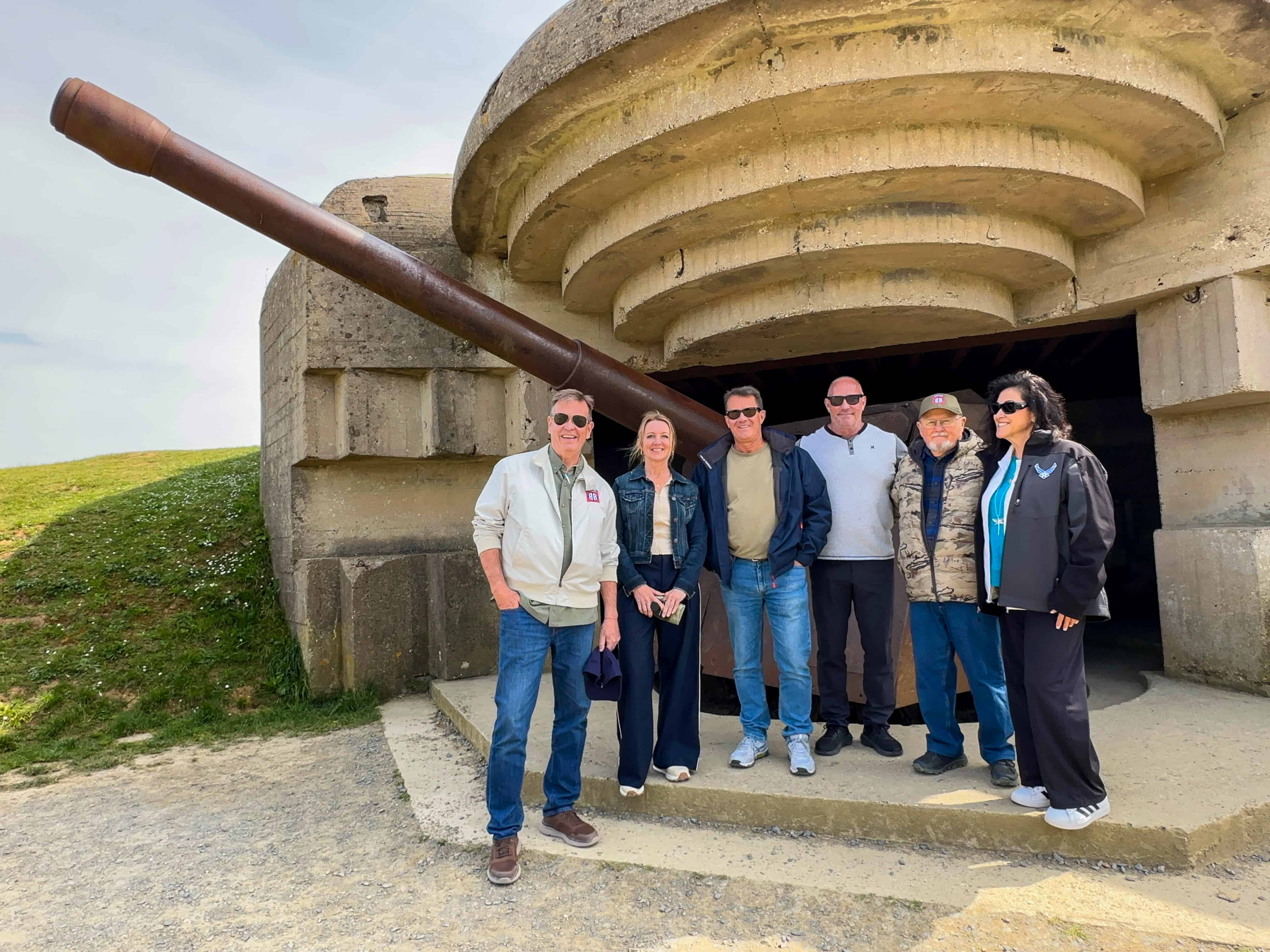 Beyond the Beachhead group at a German gun casemate at the Longues-sur-Mer battery