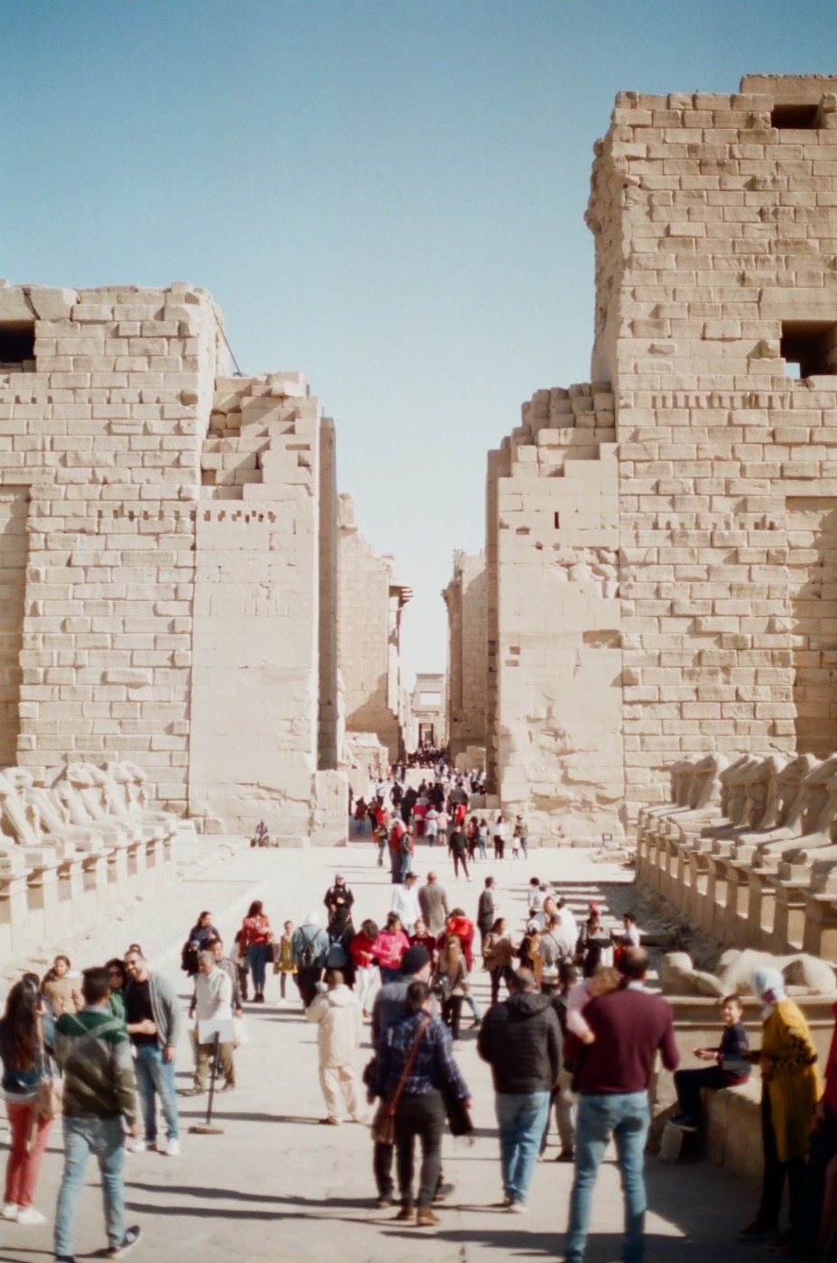 Visitors on the approach to the temple complex at Karnak