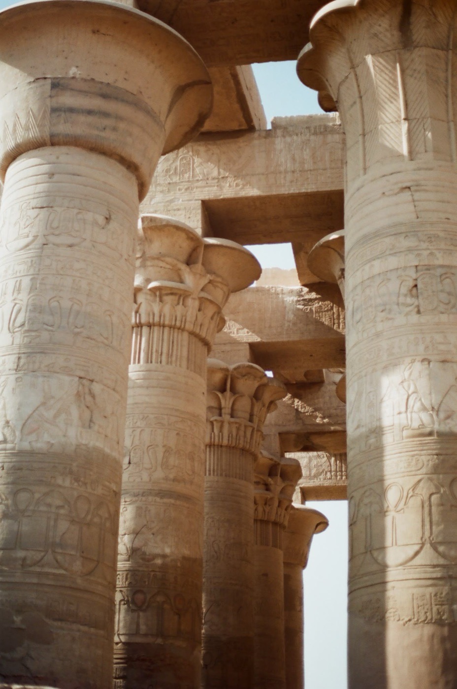 Carved columns of the temple at Kom Ombo