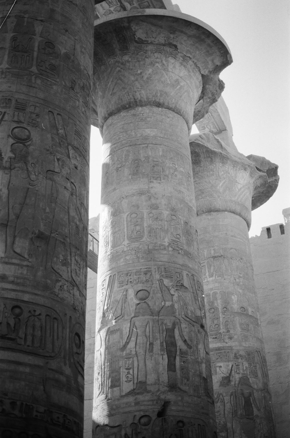 The great columns of Luxor Temple, shot on black and white film
