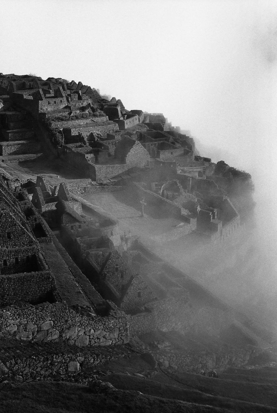 The steep terracing on the flank of Machu Picchu