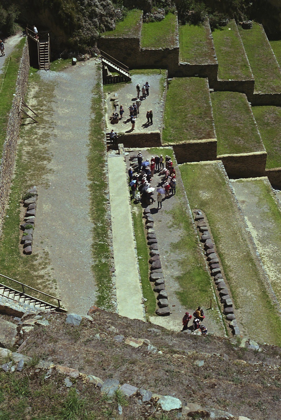 The great terraces climbing above Ollantaytambo