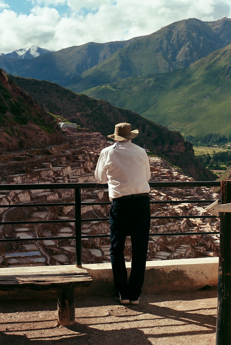 A traveler at an overlook above the Sacred Valley