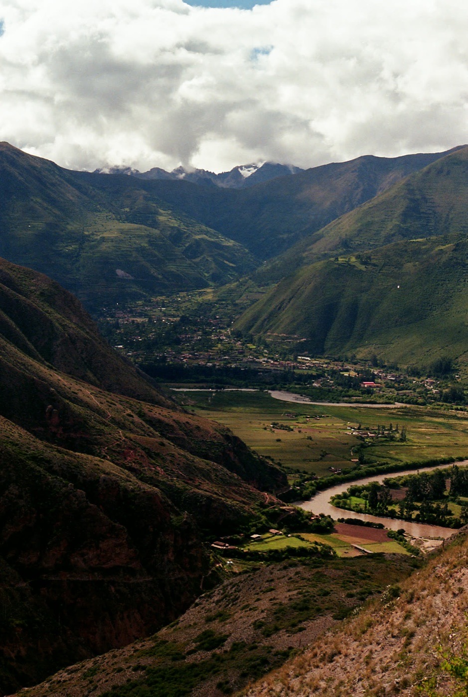 The Sacred Valley opening out between the mountains